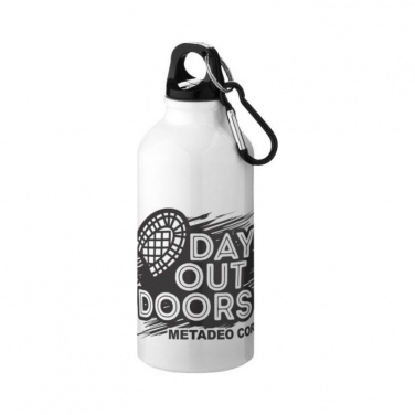 Logo trade promotional giveaway photo of: Oregon drinking bottle with carabiner, white