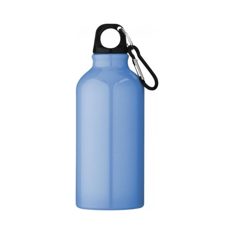 Logo trade promotional products image of: Drinking bottle with carabiner, light blue