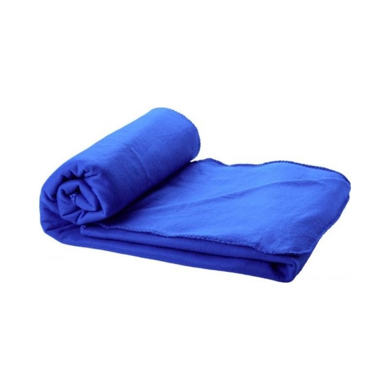 Logo trade promotional merchandise photo of: Huggy blanket and pouch, royal blue