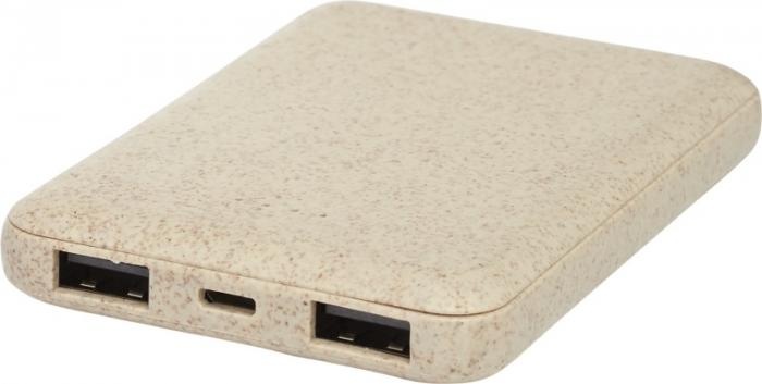 Logo trade promotional giveaways picture of: Asama 5000 mAh wheat straw power bank, beige