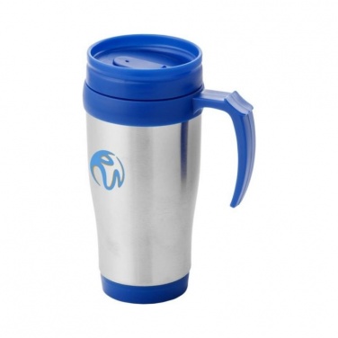 Sanibel 400 ml insulated mug, silver, blue with logo
