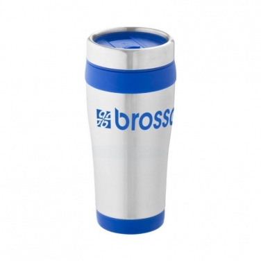 Elwood 410 ml insulated tumbler, silver, blue with logo