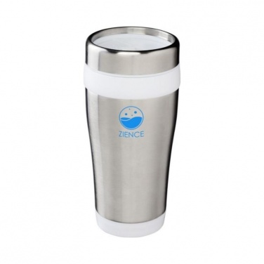 Elwood 410 ml insulated tumbler, silver, white with logo