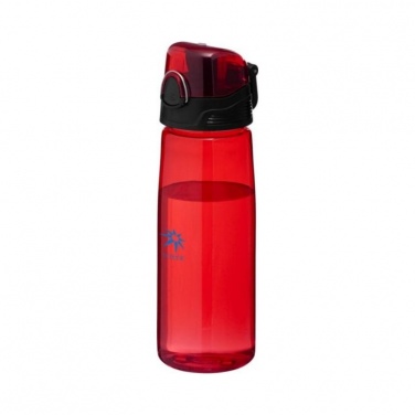 Capri 700 ml sport bottle, transparent red with logo