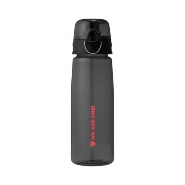 Capri 700 ml sport bottle, transparent black with logo