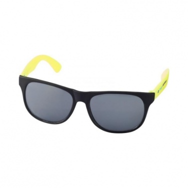 Retro duo-tone sunglasses, neon yellow with logo