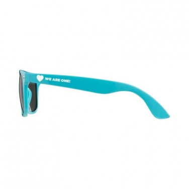 Sun Ray sunglasses, aqua blue with logo