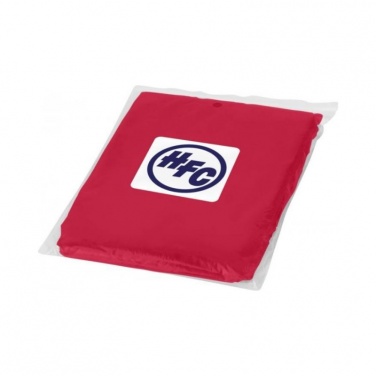 Ziva disposable rain poncho with storage pouch, red with logo