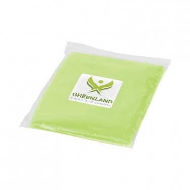 Ziva disposable rain poncho with storage pouch, lime green with logo