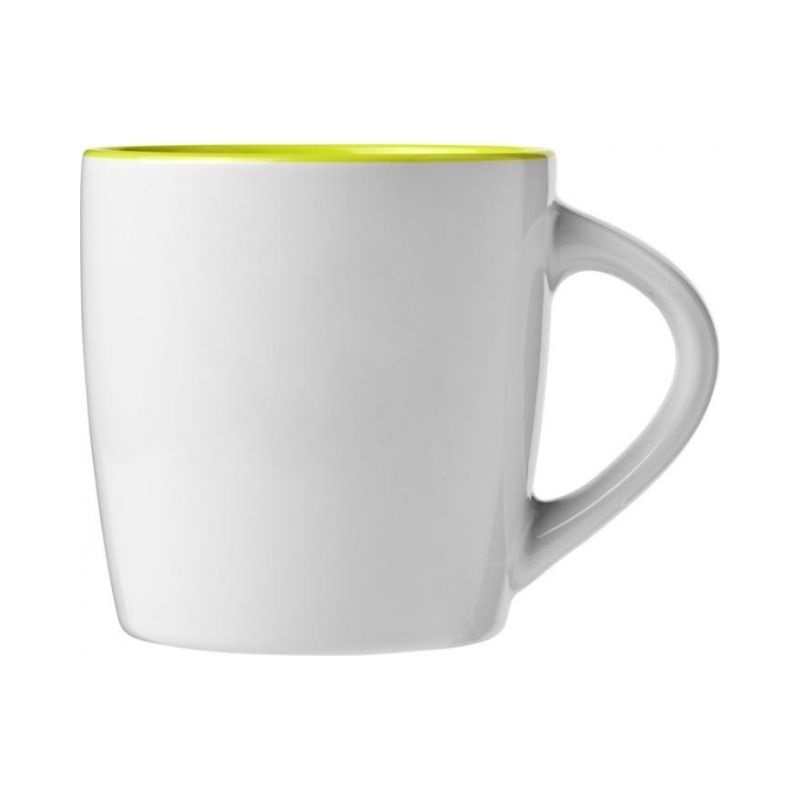Logo trade corporate gifts image of: Aztec 340 ml ceramic mug, white/lime green