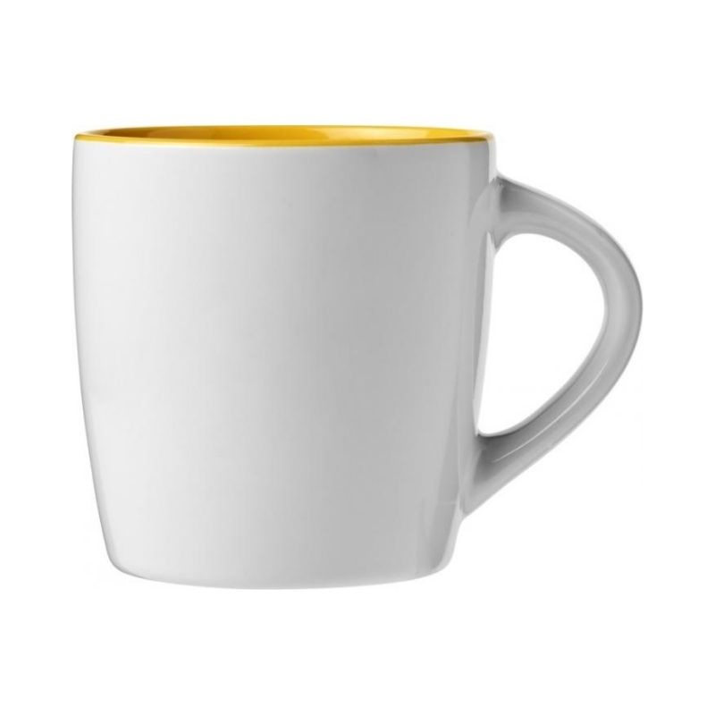 Logo trade business gift photo of: Aztec 340 ml ceramic mug, white/yellow