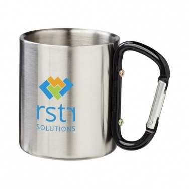 Logo trade advertising products image of: Alps 200 ml vacuum insulated mug with carabiner, black