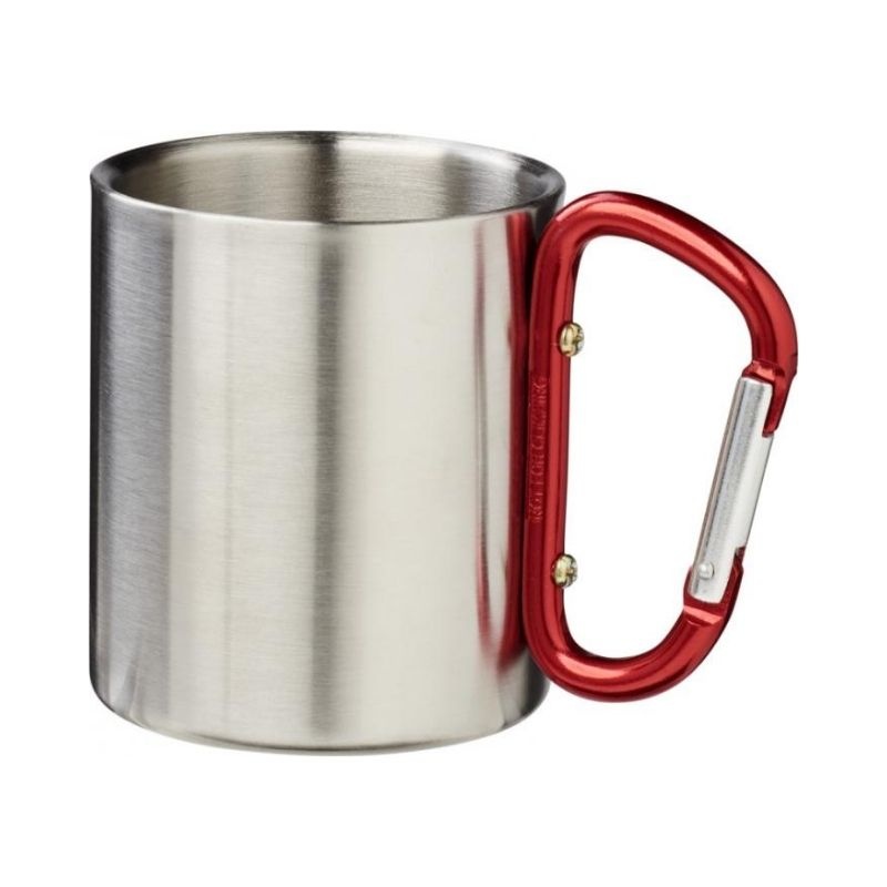 Logotrade promotional products photo of: Alps 200 ml vacuum insulated mug with carabiner, red