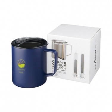 Logo trade promotional giveaway photo of: Rover 420 ml copper vacuum insulated mug, navy