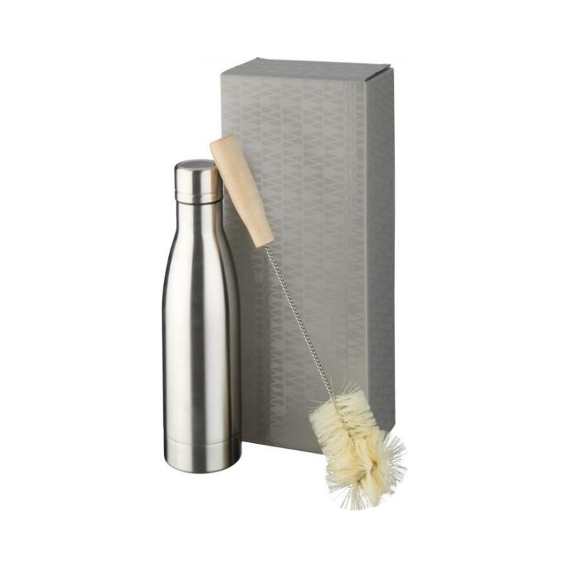 Logotrade promotional item image of: Vasa copper vacuum insulated bottle with brush set, silver