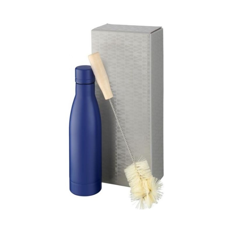 Logotrade business gift image of: Vasa copper vacuum insulated bottle with brush set, blue