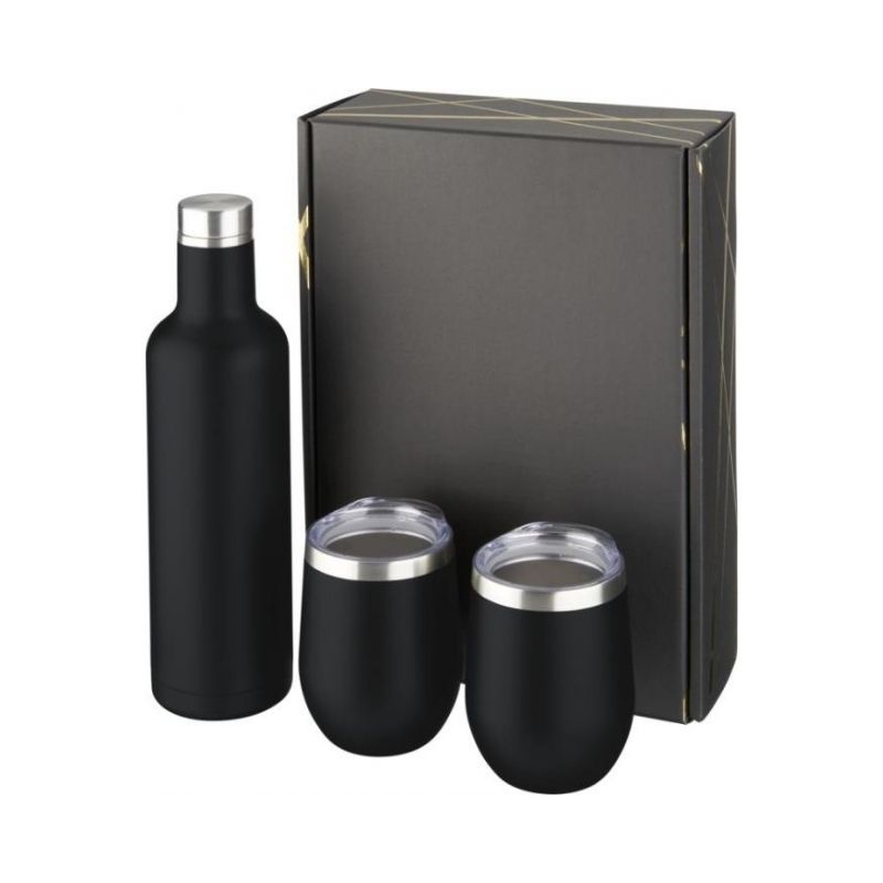 Logo trade promotional merchandise image of: Pinto and Corzo copper vacuum insulated gift set, black