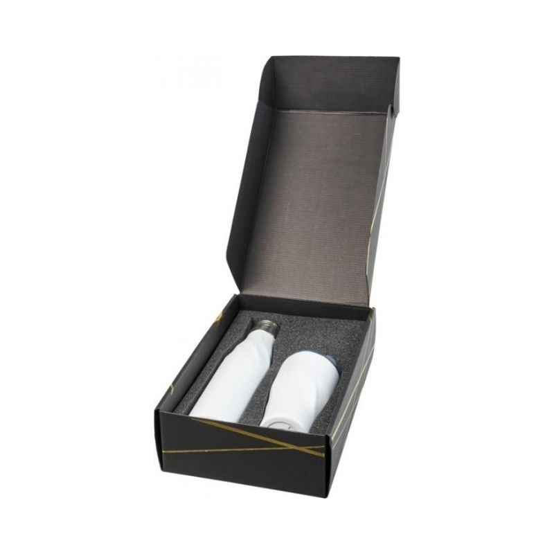 Logotrade corporate gift image of: Hugo copper vacuum insulated gift set, white