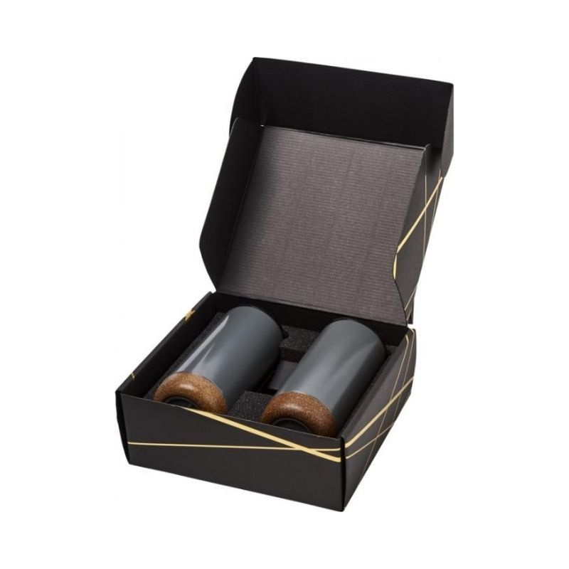 Logo trade business gift photo of: Valhalla tumbler copper vacuum insulated gift set, grey