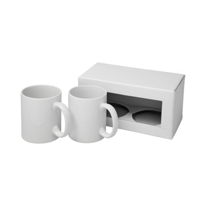 Logotrade promotional merchandise picture of: Ceramic sublimation mug 2-pieces gift set, white