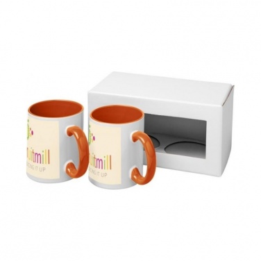 Logo trade business gifts image of: Ceramic sublimation mug 2-pieces gift set, orange