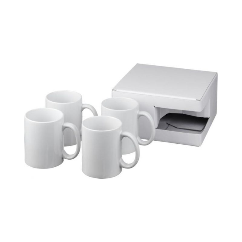 Logo trade promotional merchandise picture of: Ceramic mug 4-pieces gift set, white