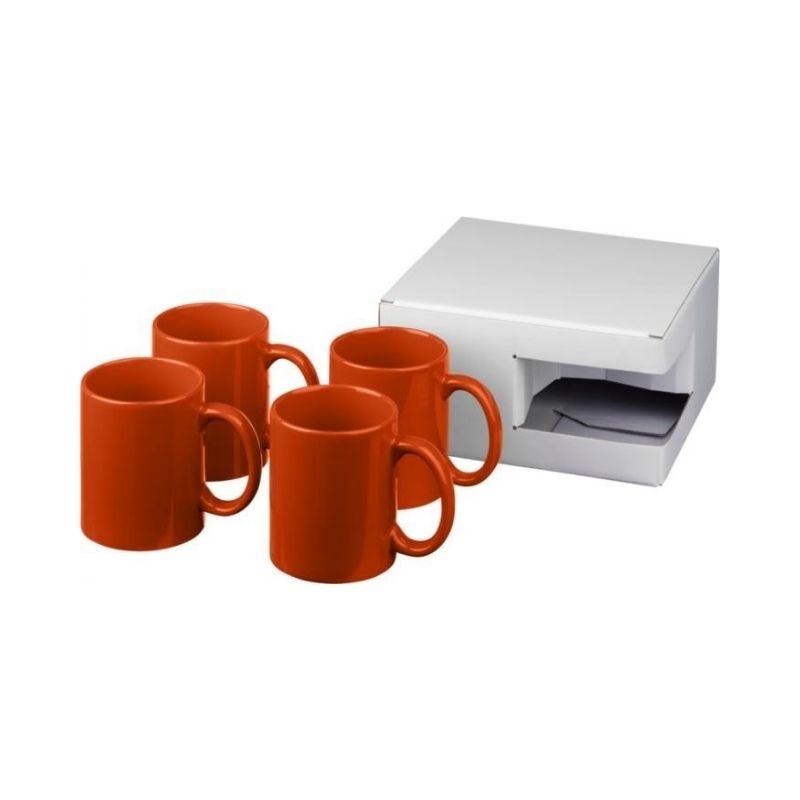 Logo trade promotional merchandise photo of: Ceramic mug 4-pieces gift set, orange
