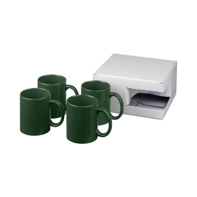 Logo trade promotional gifts image of: Ceramic mug 4-pieces gift set, green