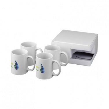 Logo trade promotional giveaways image of: Ceramic sublimation mug 4-pieces gift set, white