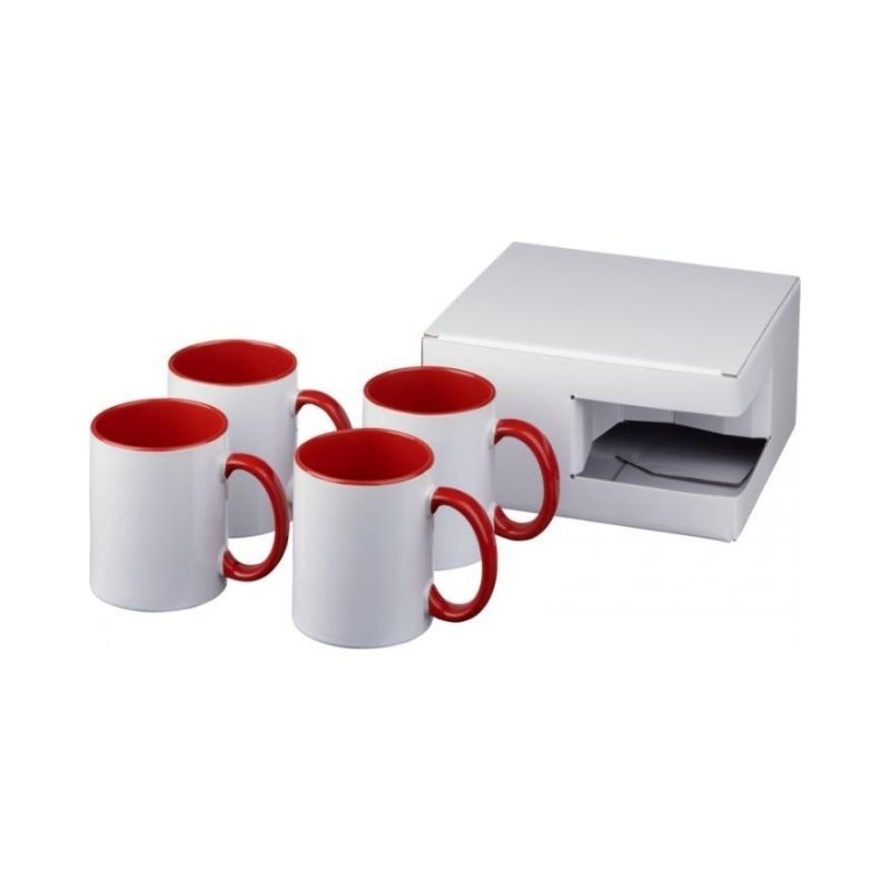 Logo trade promotional products picture of: Ceramic sublimation mug 4-pieces gift set, red