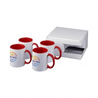 Logotrade corporate gifts photo of: Ceramic sublimation mug 4-pieces gift set, red