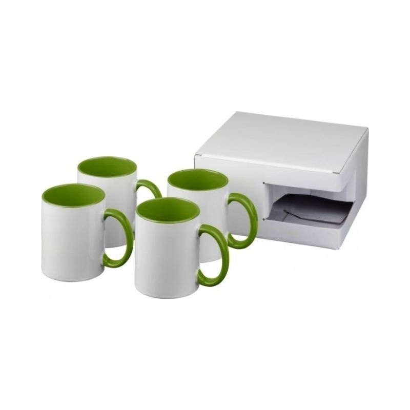 Logotrade promotional gift picture of: Ceramic sublimation mug 4-pieces gift set, lime green