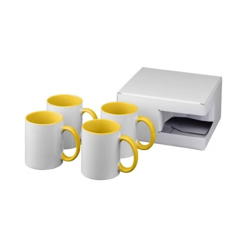 Logotrade advertising product picture of: Ceramic sublimation mug 4-pieces gift set, yellow