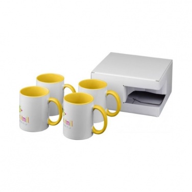 Logo trade promotional giveaways picture of: Ceramic sublimation mug 4-pieces gift set, yellow