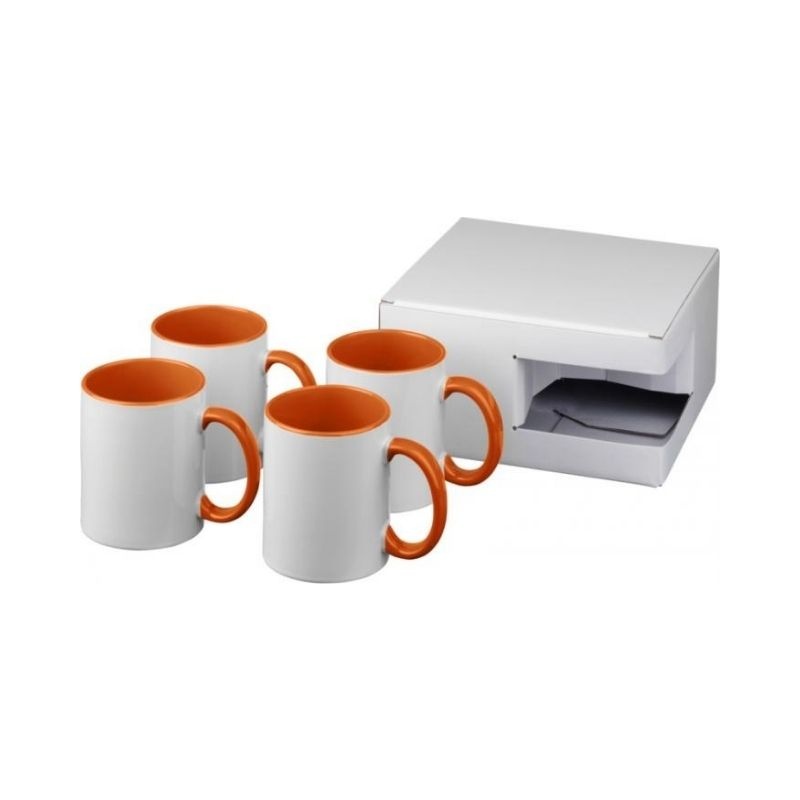 Logo trade advertising product photo of: Ceramic sublimation mug 4-pieces gift set, orange