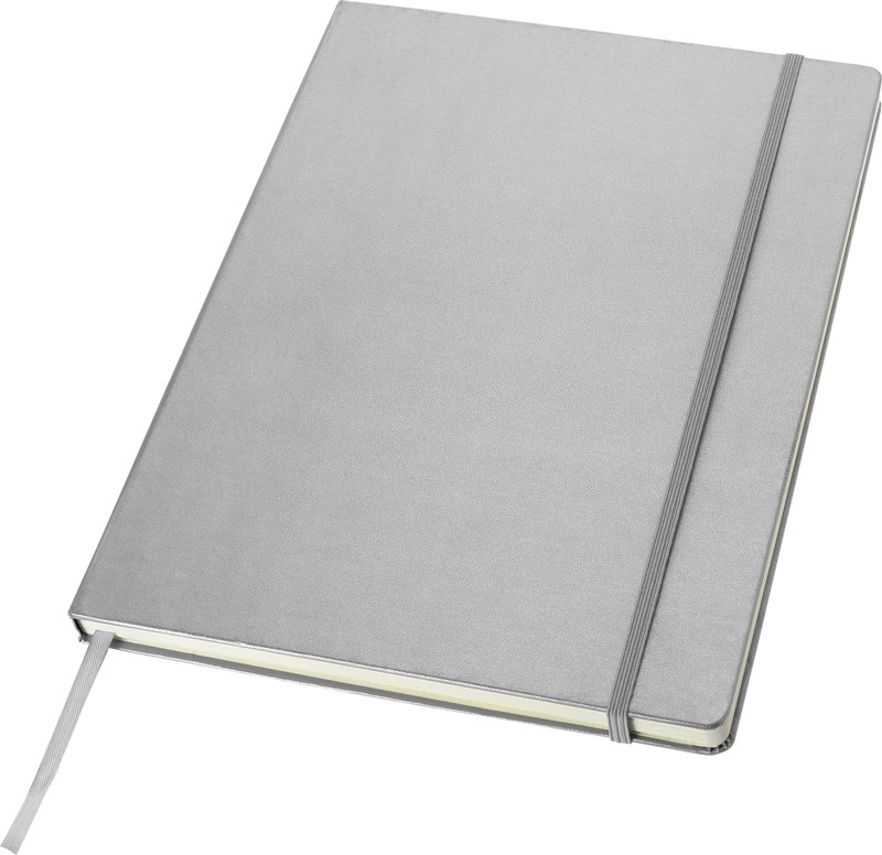 Logo trade promotional merchandise picture of: Executive A4 hard cover notebook, silver