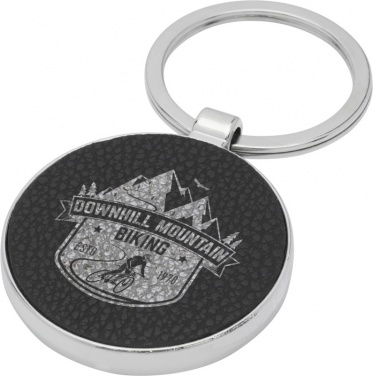 Logotrade promotional product picture of: Paolo laserable PU leather round keychain, black
