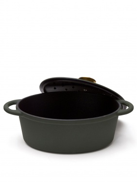 Logo trade promotional giveaway photo of: Monte cast iron pot, oval, 3,5L, green