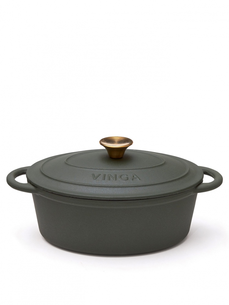 Logo trade business gift photo of: Monte cast iron pot, oval, 3,5L, green