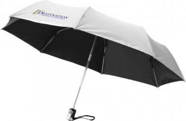 Logo trade advertising products image of: 21.5" Alex 3-Section auto open and close umbrella, silver