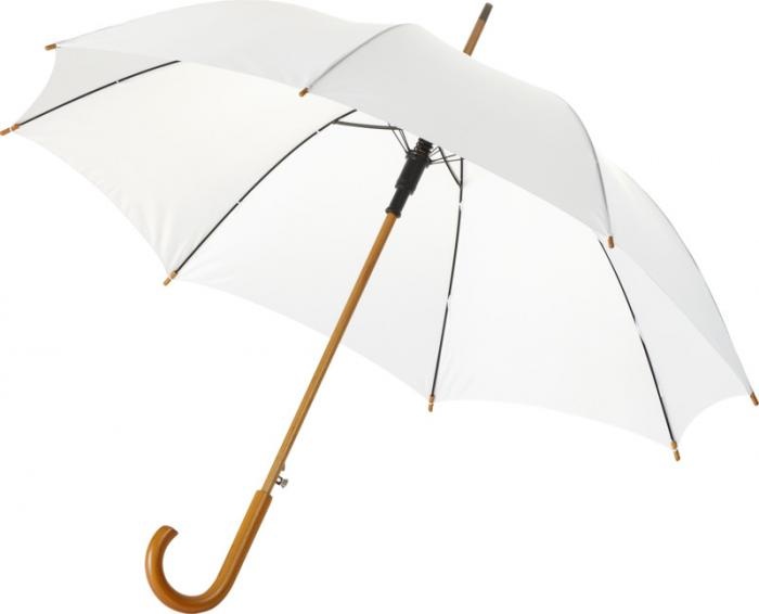 Logo trade promotional giveaway photo of: Kyle 23" auto open umbrella wooden shaft and handle, white