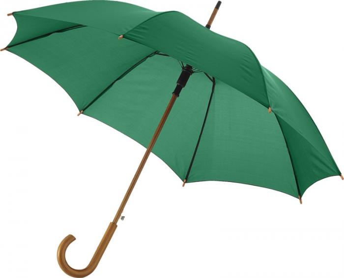 Logotrade promotional giveaway image of: Kyle 23" auto open umbrella wooden shaft and handle, green