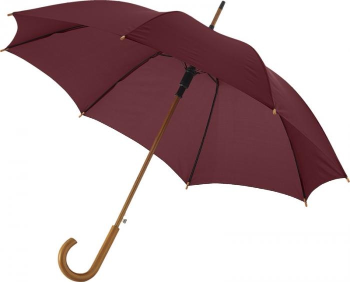 Logo trade promotional giveaways image of: Kyle 23" auto open umbrella wooden shaft and handle, brown
