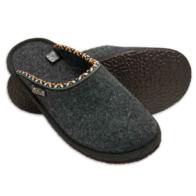 Logo trade corporate gift photo of: Natural felt and rubber slippers, dark gray
