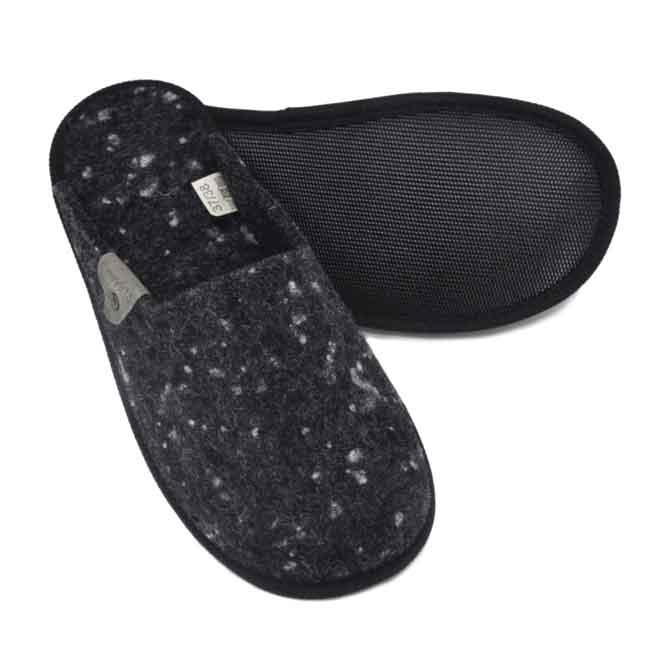 Logo trade promotional merchandise image of: Natural felt variegated slippers, black