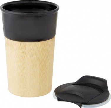 Photo of a promotional gift Porcelain thermos with a bamboo finish