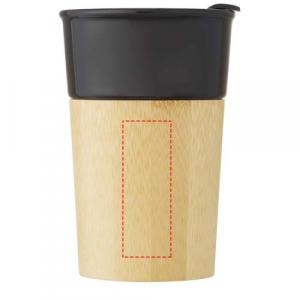 Picture of the printing area of the advertising mug porcelain thermos mug with bamboo finish Pereira 320 ml printing and engraving area of the mug is 2.5 x 6 cm
