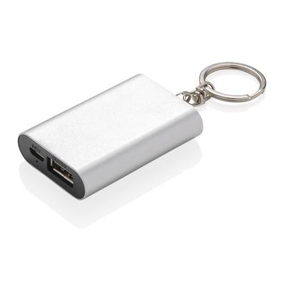 Logo trade promotional giveaways image of: 1.000 mAh keychain powerbank, silver