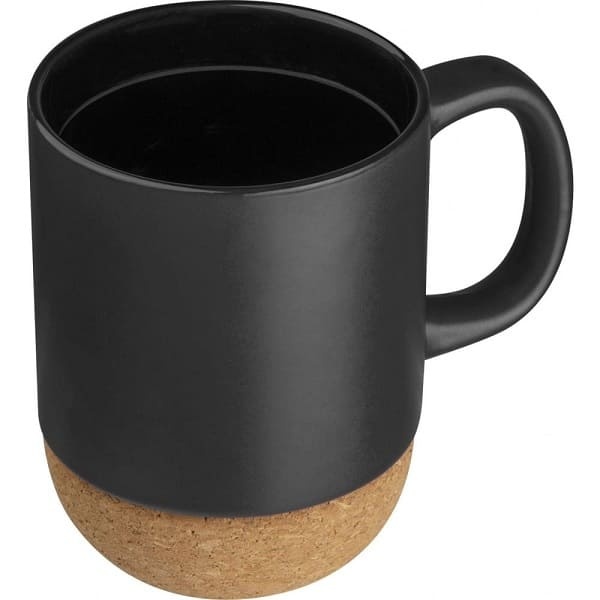 Logotrade promotional merchandise picture of: Ceramic Mug 350 ml with Cork Ground, black