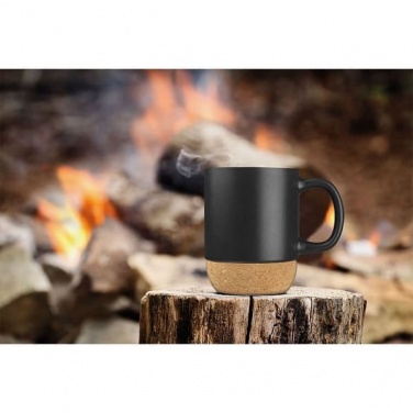 Logo trade promotional item photo of: Ceramic Mug 350 ml with Cork Ground, black